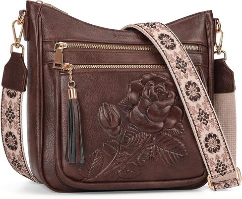 Crossbody Bags for Women, Vegan Leather Crossbody Purse, Multiple Pocket Daily Travel Shoulder Bag with Boho Strap in Saudi Arabia