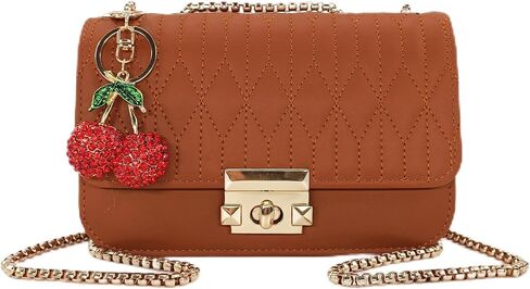 PORT&LOTUS Small Compact Square Plain Crossbody Purses for Women with with Cherry Charm and Flap Magnet Closure in Saudi Arabia