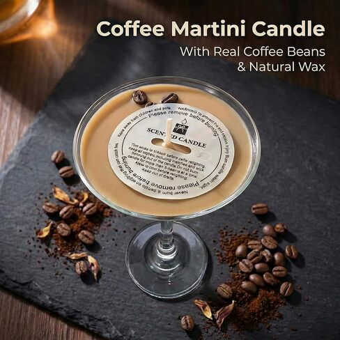 Espresso Martini Candle in Reusable Glass | Strong Scented Natural Soy Wax Coffee Candle, Home & Bedroom Decor | Unique Gifts for Women & Girls for Birthday, Valentine‘s Day, Mother’s Day in Saudi Arabia