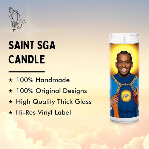 SGA Celebrity Glass Jar Candle – Unscented Handmade Soy Wax Votive Candle – Unique Gift for Thunder Fans – Home Decor Collectible for Living Room & Office – 8 Inch in Saudi Arabia