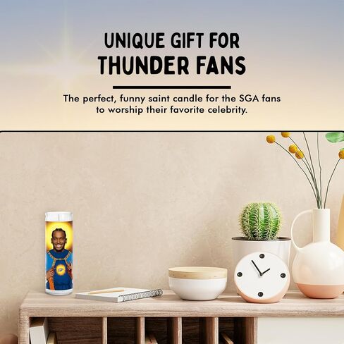SGA Celebrity Glass Jar Candle – Unscented Handmade Soy Wax Votive Candle – Unique Gift for Thunder Fans – Home Decor Collectible for Living Room & Office – 8 Inch in Saudi Arabia