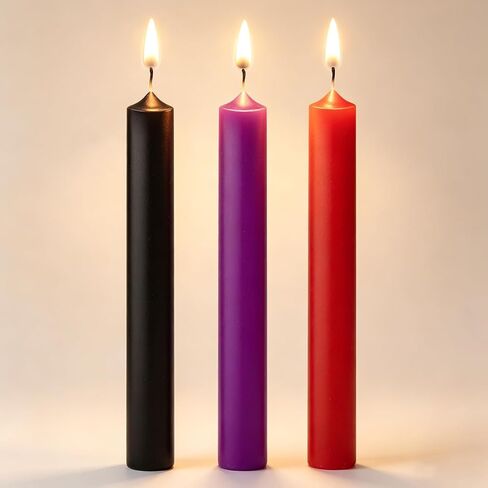 Low Temperature Candle Set - 3 Pack (Red, Purple, Black), Smooth Drip Candles for Deep Relaxation, Cozy Home Ambiance & Mood Lighting in Saudi Arabia