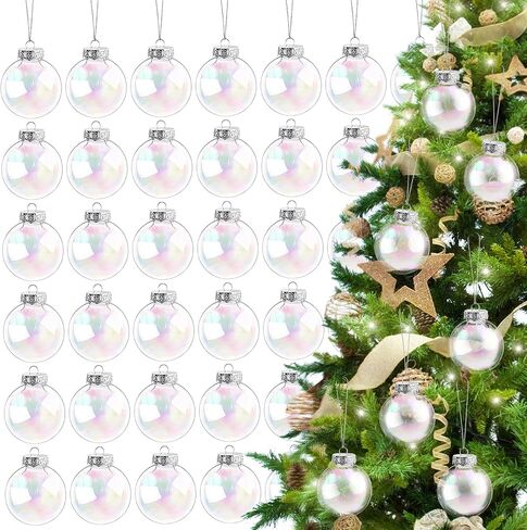 50 Pcs Iridescent Ornaments Balls,2.4 Inch Clear Christmas Rainbow Ball,Plastic Hanging Ornaments Balls for Xmas Tree,DIY,Wedding,Halloween,Home Decor in Saudi Arabia