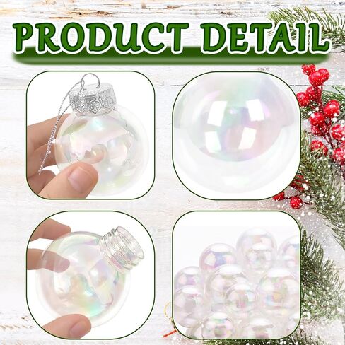 50 Pcs Iridescent Ornaments Balls,2.4 Inch Clear Christmas Rainbow Ball,Plastic Hanging Ornaments Balls for Xmas Tree,DIY,Wedding,Halloween,Home Decor in Saudi Arabia