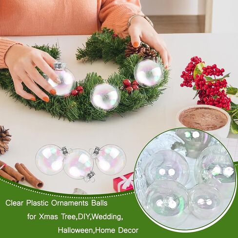 50 Pcs Iridescent Ornaments Balls,2.4 Inch Clear Christmas Rainbow Ball,Plastic Hanging Ornaments Balls for Xmas Tree,DIY,Wedding,Halloween,Home Decor in Saudi Arabia
