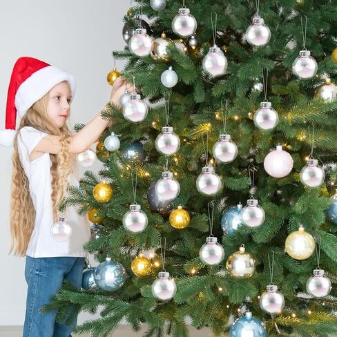 50 Pcs Iridescent Ornaments Balls,2.4 Inch Clear Christmas Rainbow Ball,Plastic Hanging Ornaments Balls for Xmas Tree,DIY,Wedding,Halloween,Home Decor in Saudi Arabia