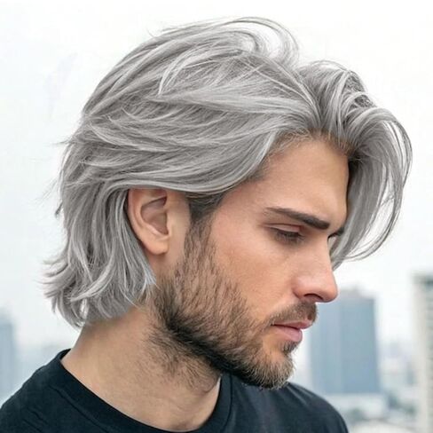Mens Short Brown Wig Synthetic Straight Layered Cosplay Replacement Hair Wig for Male Guy in Saudi Arabia