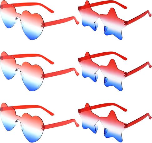 6 PCS 4th of July Party Sunglasses, Patriotic Novelty Glasses Red White Blue American Flag Photo Props for Independence Day Memorial Day Party Favors in Saudi Arabia