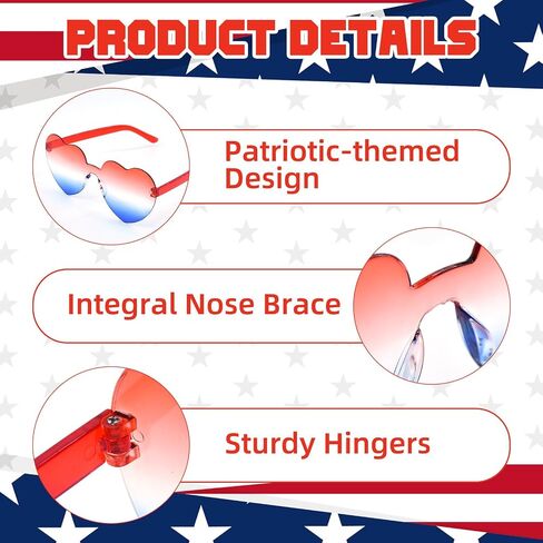 6 PCS 4th of July Party Sunglasses, Patriotic Novelty Glasses Red White Blue American Flag Photo Props for Independence Day Memorial Day Party Favors in Saudi Arabia
