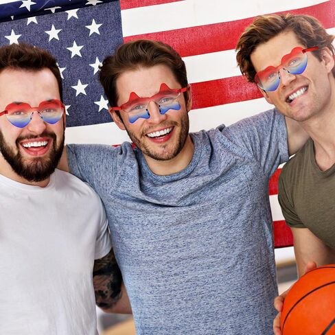 6 PCS 4th of July Party Sunglasses, Patriotic Novelty Glasses Red White Blue American Flag Photo Props for Independence Day Memorial Day Party Favors in Saudi Arabia