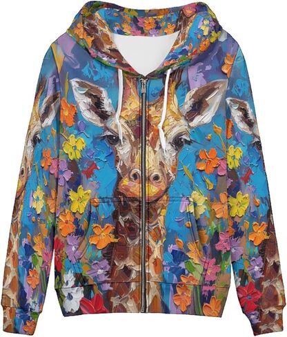 PinUp Angel Women Zip Up Hoodie Cute Oil Painting Graphic Clothes Oversized Sweatshirt Jacket Streetwear Coat in Kuwait