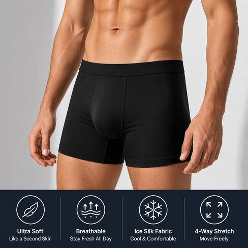 10pcs Men's Ice Silk Sexy Seamless Boxer Briefs Shorts Underwear,Underwear Comfortable Ultra-thin Breathable Male Underpants in Kuwait