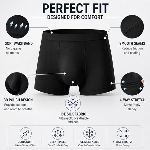 10pcs Men's Ice Silk Sexy Seamless Boxer Briefs Shorts Underwear,Underwear Comfortable Ultra-thin Breathable Male Underpants in Kuwait