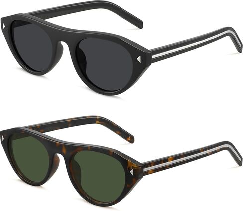 MEETSUN Trendy Cat Eye Sunglasses for Women Retro Oval Vintage Narrow Frame UV400 Protection for Driving Travel Outdoor in Saudi Arabia