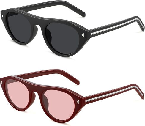 MEETSUN Trendy Cat Eye Sunglasses for Women Retro Oval Vintage Narrow Frame UV400 Protection for Driving Travel Outdoor in Saudi Arabia
