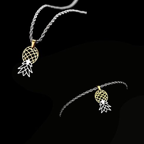 Upside Down Pineapple Necklace and Anklet Bundle (Gold/Silver Combo) in Saudi Arabia