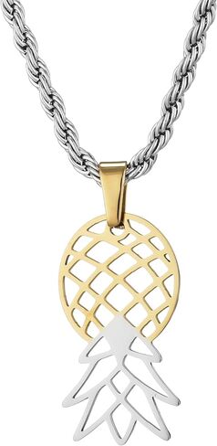 Upside Down Pineapple Necklace and Anklet Bundle (Gold/Silver Combo) in Saudi Arabia