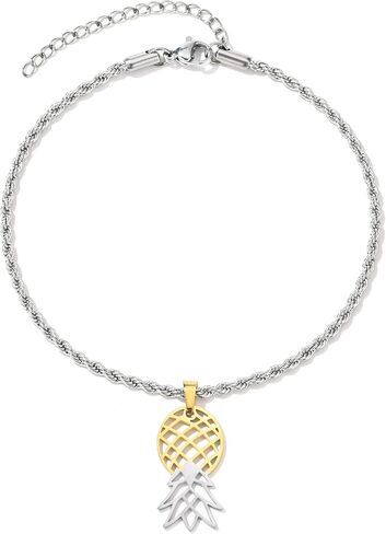 Upside Down Pineapple Necklace and Anklet Bundle (Gold/Silver Combo) in Saudi Arabia