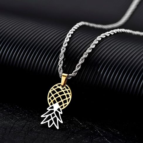 Upside Down Pineapple Necklace and Anklet Bundle (Gold/Silver Combo) in Saudi Arabia