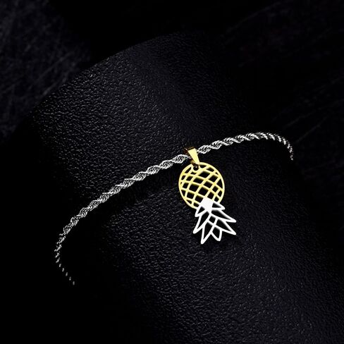 Upside Down Pineapple Necklace and Anklet Bundle (Gold/Silver Combo) in Saudi Arabia