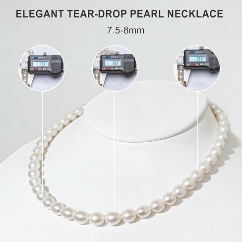 Freshwater Cultured Pearl Necklace Set Includes Bracelet and Stud Earrings - Genuine Pearl Jewelry Gifts for Women, for Mother's Day, Valentine's Day, Birthday in Saudi Arabia