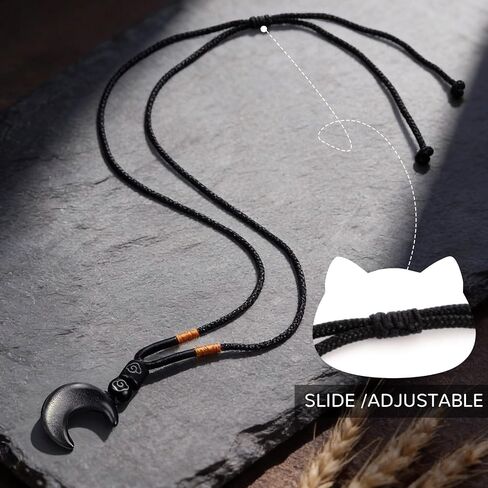 Huwena 3 Pcs Black Obsidian Cat Jewelry Set for Women, Graduation Gifts 2026, Cat Necklace Bracelet Ring Set,Meaningful Graduation Keepsake for Cats Lovers, Good Luck Protection Gift in Kuwait