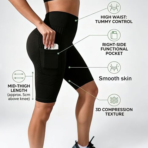 2026 New 3D Anti-Cellulite Leggings Shorts with Pockets for Women,High Waist Tummy Control Sculpting Workout Yoga in Kuwait