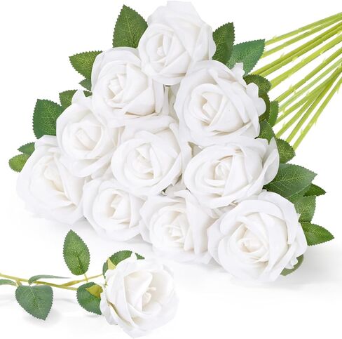 Lifewit Classic Red Artificial Roses Flowers, Faux Long Stem Silk Roses Bulky for DIY Wedding Bouquets Decoration, Centerpieces Arrangements, Velentine,12 Pcs in Saudi Arabia