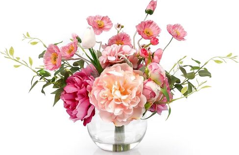 Real Touch Artificial Hydrangea in Vase,Premium Faux Flowers with Faux Water for Home Decoration,Coffee,Table,Wedding,White Fake Hydrangea with Vase for DIY Floral Arrangements in Saudi Arabia