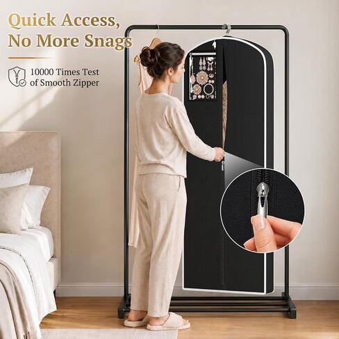 SLEEPING LAMB 70'' Wedding Dress Garment Bag with Large PVC Pocket, Long Dress Bag for Gowns for Closet Storage and Travel, Hanging Clothes Cover with 4'' Gusset, Black in Saudi Arabia