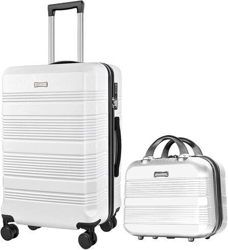 2-Piece Carry On Luggage Set, 14-Inch Makeup Case & 20-Inch Suitcase, PC+ABS Hardshell, TSA Lock, Detachable 360° Spinner Wheels, Lightweight Travel Suitcase for Short Trips(Purple) in Saudi Arabia
