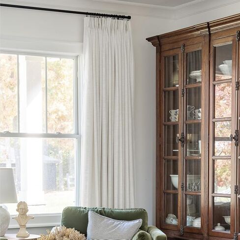 TWOPAGES 52 W x 96 L inch Pinch Pleated Light Filtering Curtain Linen Textured Unlined Drapes for Living Room Bedroom Indoor Window and Door,(1 Panel),Ivory White in Saudi Arabia