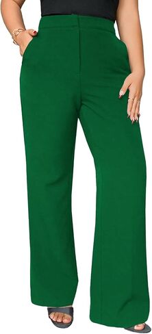 Ulovmi Women's Wide Leg Dress Pants High Waisted Stretchy Button Bootcut Pant Casual Work with Pockets in Saudi Arabia