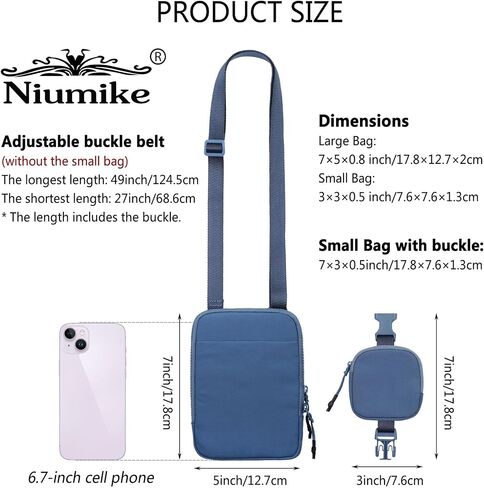 Niumike Small Crossbody Bag Adjustable Belt Bag with Removable Pouch Nylon Cell Phone Purse for Women Travel Workout Hiking in Kuwait