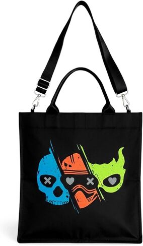 ConQuest Journals Navessa Allen Into Darkness Masks Book Bag, Crossbody Tote Bags, Top Handle, Snap Closure, Pocket, Patterned Lining, Lights Out, Caught Up & Game On, 15'' x 13'', Officially Licensed in Kuwait