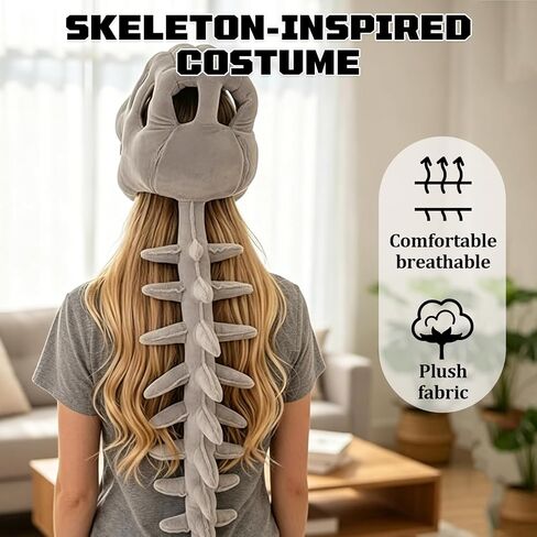 Dinosaur Skeleton Costume,Realistic 3D Skeleton Design,80cm Plush Dino Outfit,for Halloween and Everyday Wear in Saudi Arabia