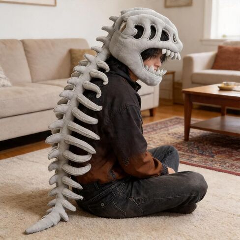 Dinosaur Skeleton Costume,Realistic 3D Skeleton Design,80cm Plush Dino Outfit,for Halloween and Everyday Wear in Saudi Arabia
