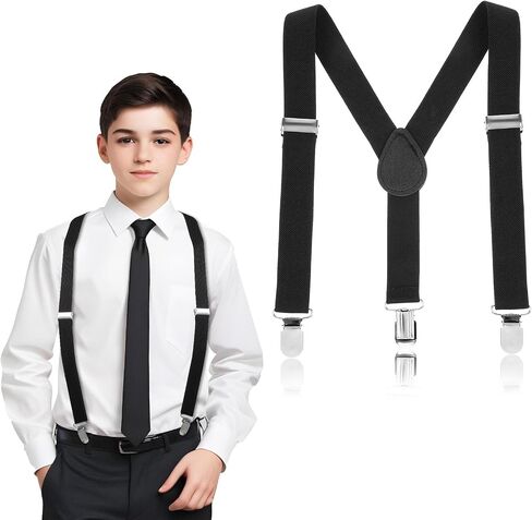 Suspenders for Boys, Elastic Y-Back Design Adjustable Suspenders Toddler Suspenders Kids Toddler Baby Boys with Strong Metal Clips(1 Pcs) in Kuwait