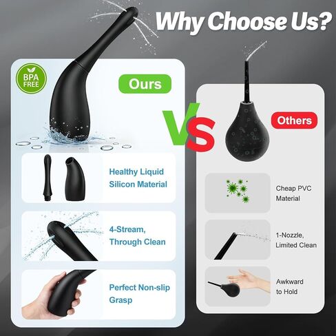Anal Douche Enema Bulb for Men Women, Silicone Enema Bulb with Silicon Nozzle for Men Women Colon Cleanse Reusable Anal Cleansing Feminine Care Douche Bottles with Ergonomic Comfort Grip in Saudi Arabia