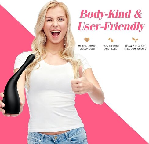 Anal Douche Enema Bulb for Men Women, Silicone Enema Bulb with Silicon Nozzle for Men Women Colon Cleanse Reusable Anal Cleansing Feminine Care Douche Bottles with Ergonomic Comfort Grip in Saudi Arabia