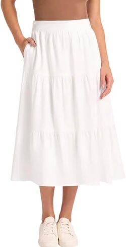Matty M Women's Linen Blend Midi Skirt with Pockets in Saudi Arabia