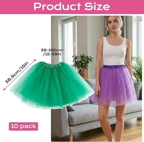 10 Pcs Tulle Tutu Skirt Adult Ballet Women,3 Layer Multicolor Tutu Skirt,Ladies Runners Tutus Dress for Dance in Saudi Arabia