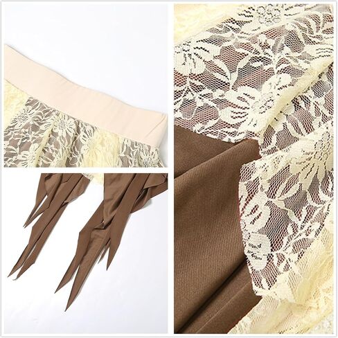 TOMETO STAR Flowy Asymmetrical Skirt for Women - Layered Lace Floral Gothic Boho Punk Style, Vacation Dance in Saudi Arabia