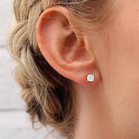 IGI Certified D Color Lab Grown Diamond Earrings for Women, 1 Carat(ctw) Round Cut VS1 Clarity with 2 IGI Certificates, 925 Sterling Silver Stud Earrings for Wedding Bridal in Saudi Arabia