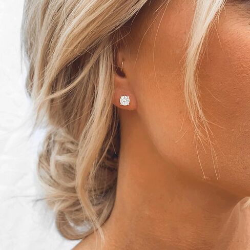 IGI Certified D Color Lab Grown Diamond Earrings for Women, 1 Carat(ctw) Round Cut VS1 Clarity with 2 IGI Certificates, 925 Sterling Silver Stud Earrings for Wedding Bridal in Saudi Arabia
