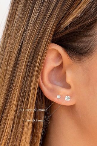 IGI Certified D Color Lab Grown Diamond Earrings for Women, 1 Carat(ctw) Round Cut VS1 Clarity with 2 IGI Certificates, 925 Sterling Silver Stud Earrings for Wedding Bridal in Saudi Arabia