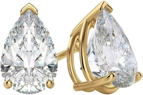 2-4ct الكمثرى مويسانيتي وأقراط النساء مطلية بالذهب S925 الفضة 7x10 مللي متر أقراط الزفاف مجوهرات in Kuwait