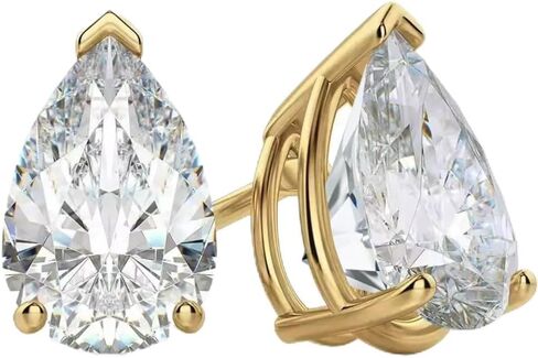 2-4ct الكمثرى مويسانيتي وأقراط النساء مطلية بالذهب S925 الفضة 7x10 مللي متر أقراط الزفاف مجوهرات in Kuwait