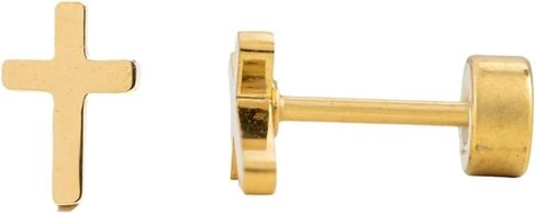 Gold Cross Jewelry - Gold, hypoallergenic, flat back earring, all-day comfort for sensitive ears in Kuwait