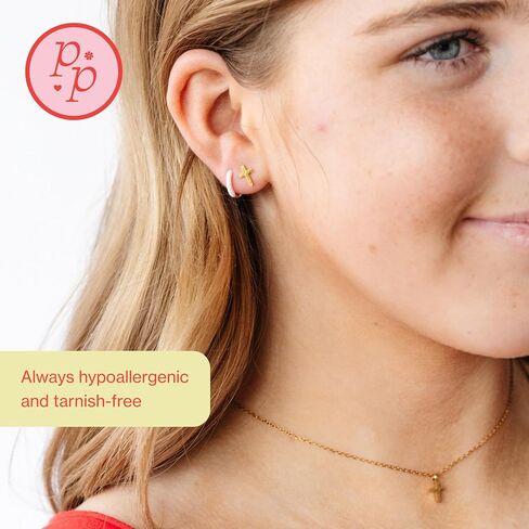 Gold Cross Jewelry - Gold, hypoallergenic, flat back earring, all-day comfort for sensitive ears in Kuwait